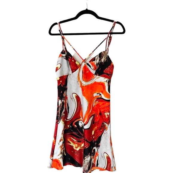 URBAN OUTFITTERS Pretty Please Cut Out Mini Dress Orange Medium - Picture 2 of 6